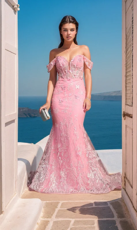 Velvet DressOff-Shoulder Long Butterfly Prom Dress: Chicas C332
