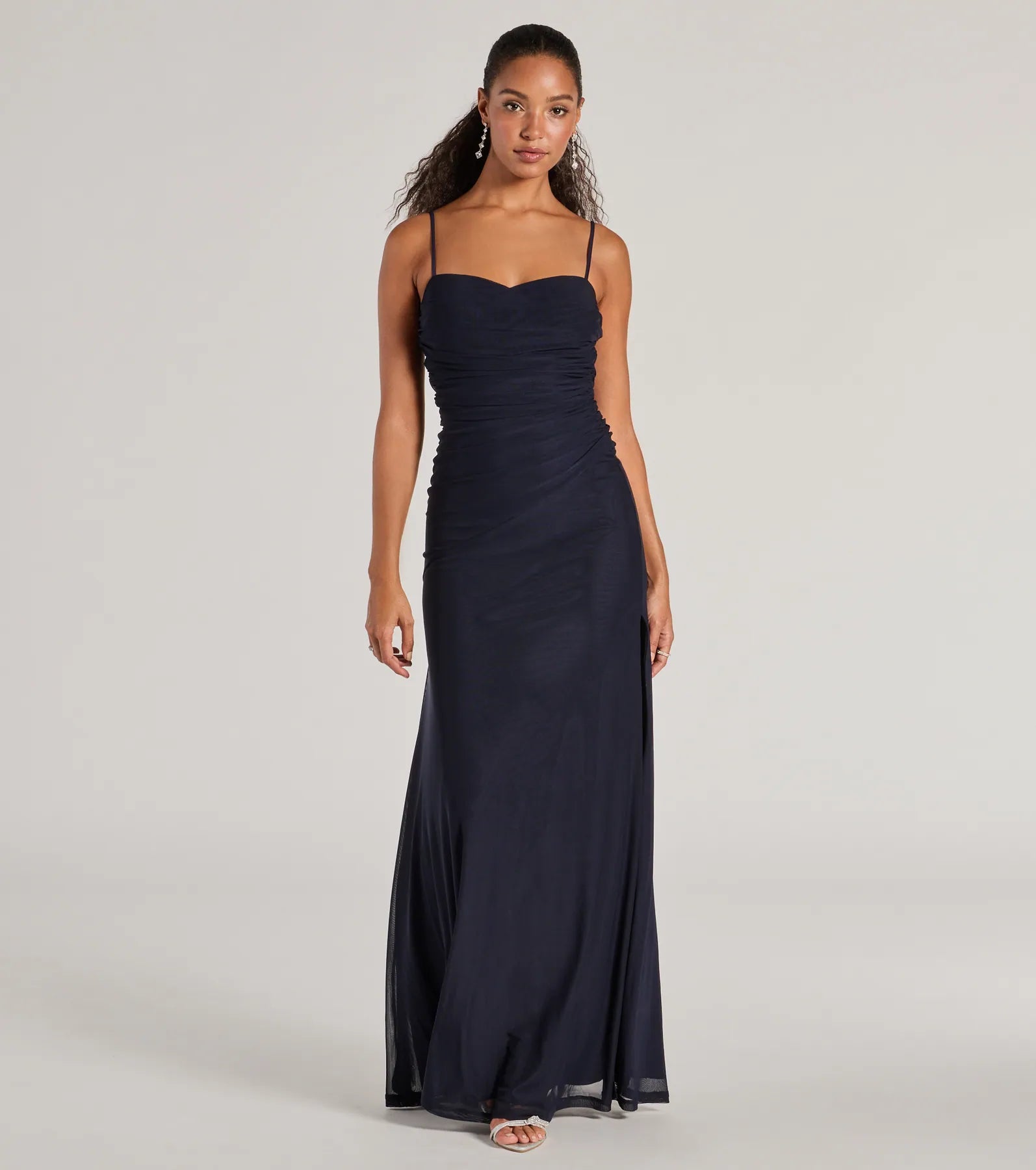 women's affordable dressesSamira Mesh High Slit A-Line Formal Dress