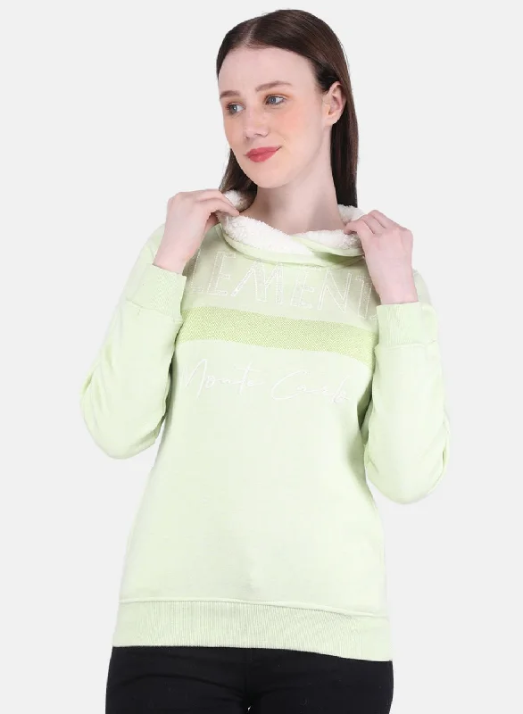 women's tops for relaxed weekendsWomen Green Printed Sweatshirt