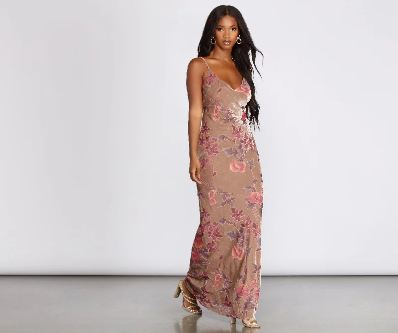 women's mini dressesClaudia Velvet Burnout Slim Gown