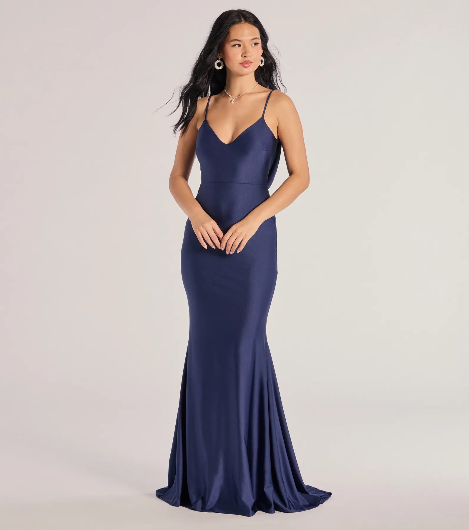 women's flowy dressesSelena V-Neck Cowl Back Mermaid Formal Dress
