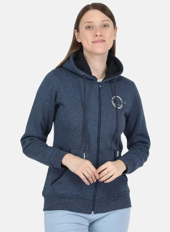 women's tops with bell sleevesWomen NAvy Blue Jaquard Sweatshirt