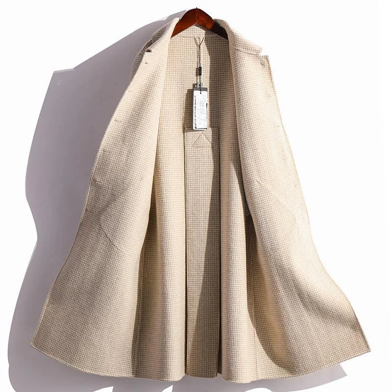 Fashion beige  wool coat for woman oversized winter coat fall jackets Peter pan Collar