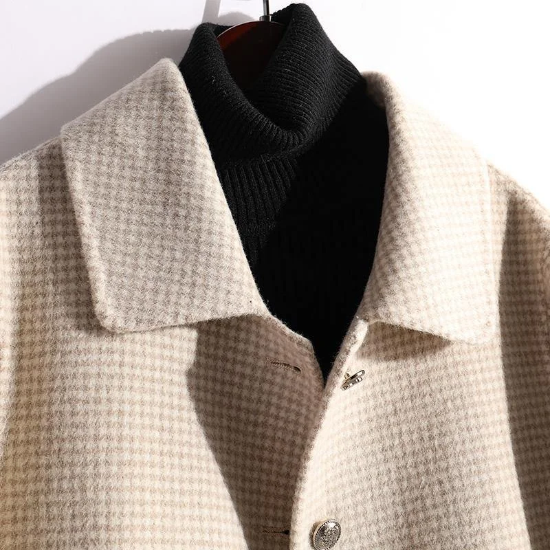 Fashion beige  wool coat for woman oversized winter coat fall jackets Peter pan Collar