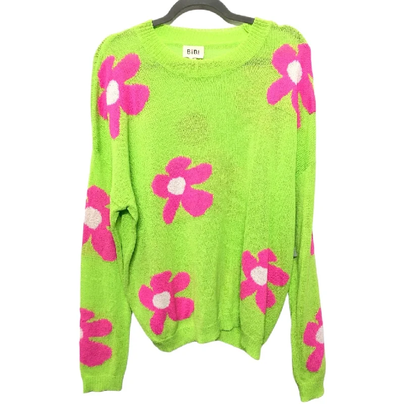 Sweatshirt Crewneck By Bibi In Green & Pink, Size: L