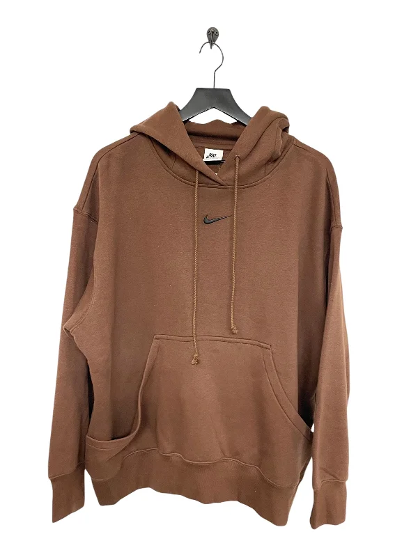 Sweatshirt Hoodie By Nike Apparel In Brown, Size: M