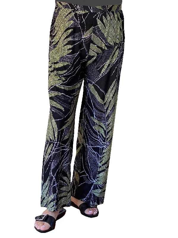 La Cera Savannah Palm Print Cropped Pant